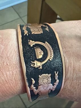 Black and Copper Mythic Relief Cuff Bracelet - Women Jewelry Bracelets